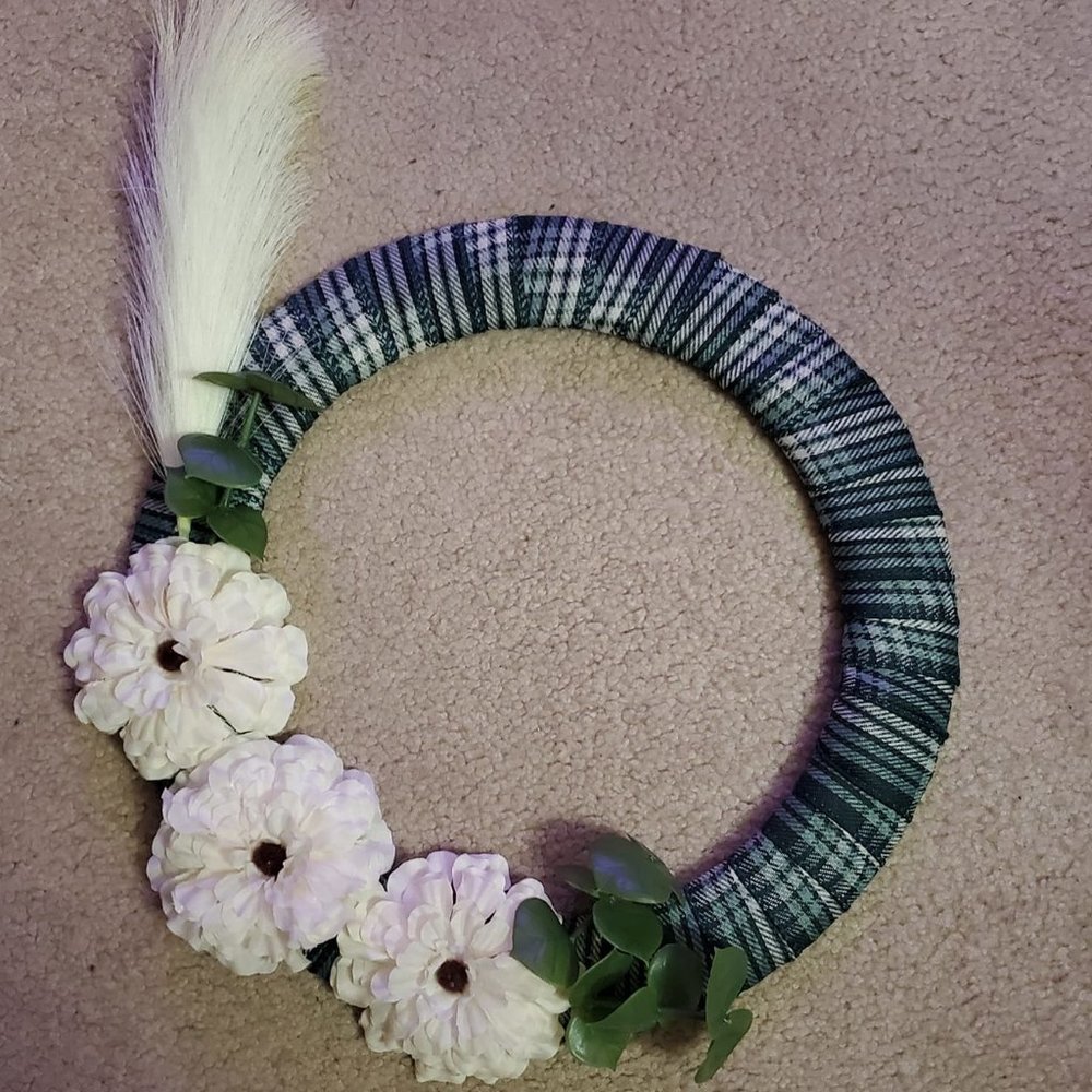 Handmade green plaid wreath